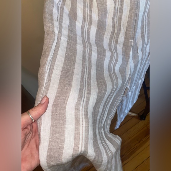 tahari | size 4 | linen | white & khaki striped | high waisted | above ankle - Picture 7 of 8